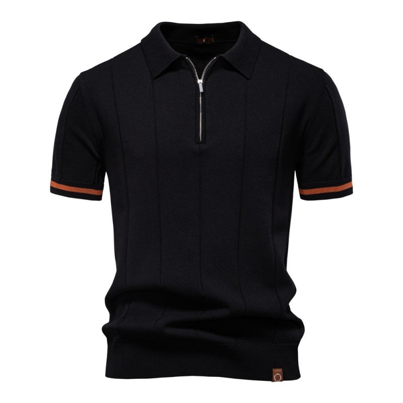Owen Koszulka Polo Męska Dzianina – Elegancka Polo z Zamkiem Bawełna Prążkowana - Pootivo
