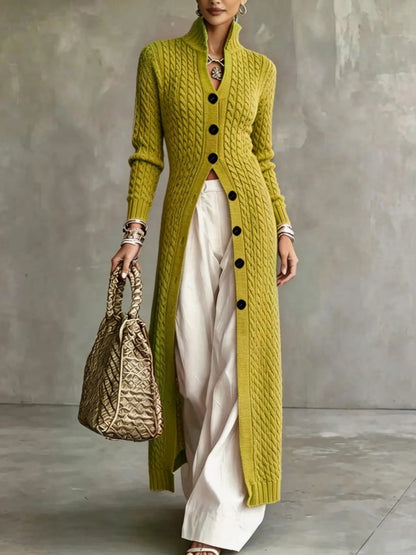 Prosława | Długi Zimowy Kardigan ze Stójką - Pootivo