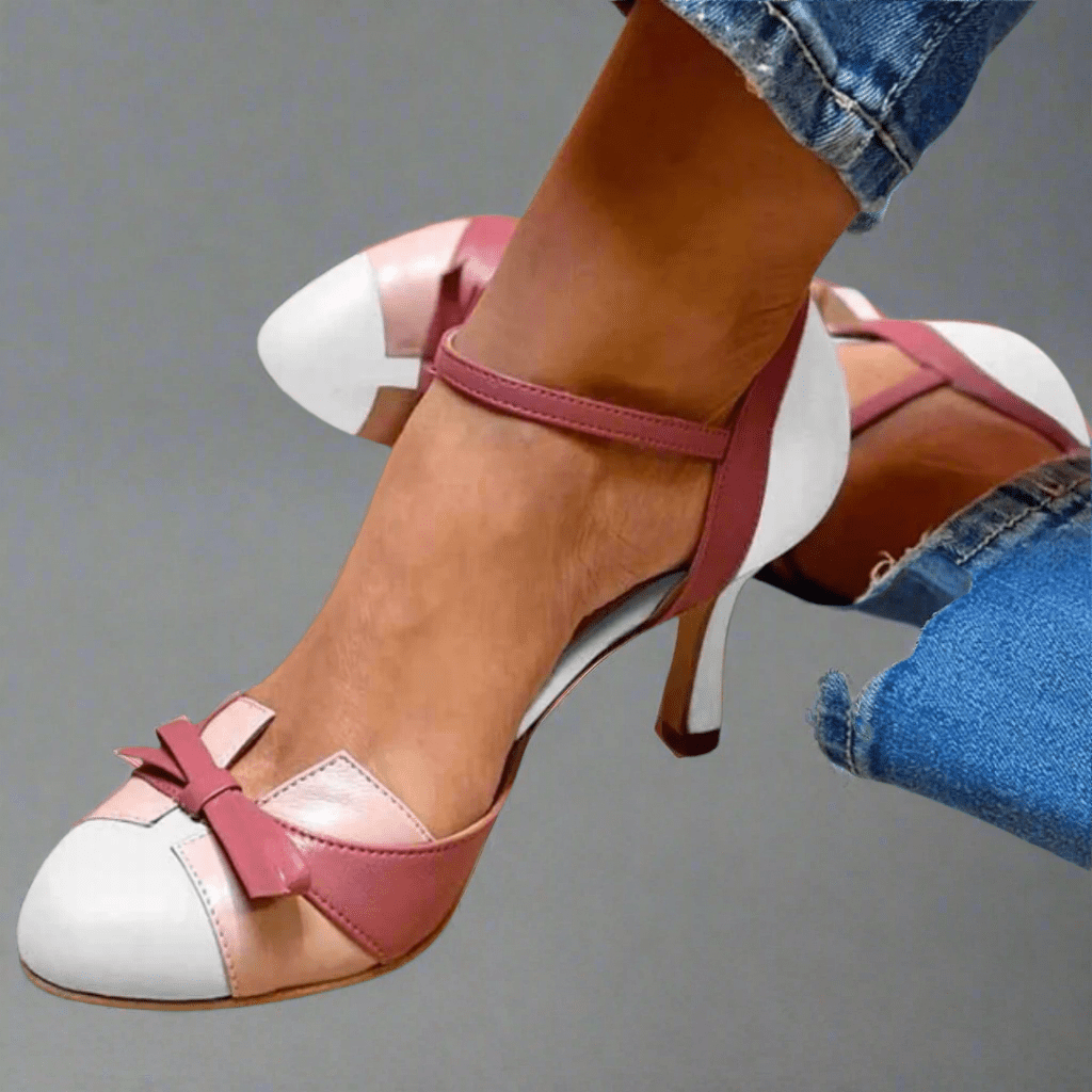 Rosève | Sandały Damskie na Obcasie z Kokardą – Eleganckie Color Block z Paskiem - Pootivo