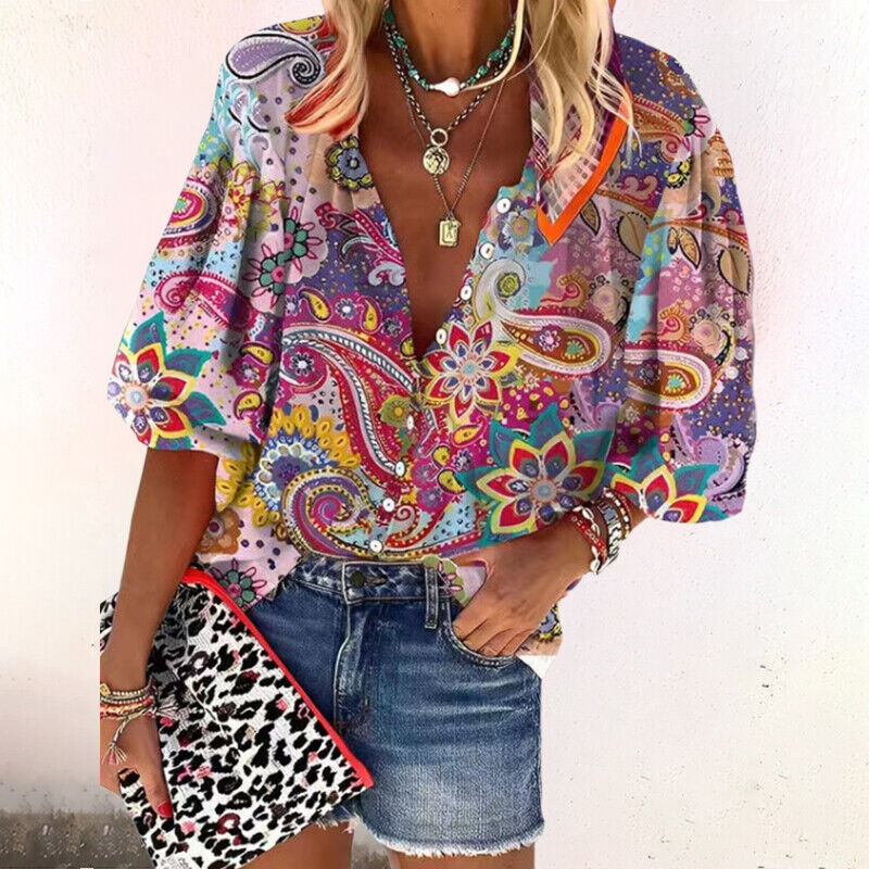 Marisol | Kwiecista Bluzka Boho z Guzikami