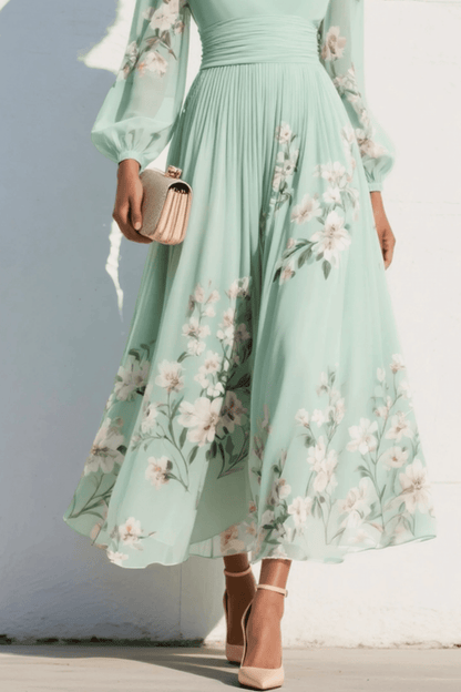 Scarlett | Plisowana Kwiecista Sukienka Maxi - Pootivo