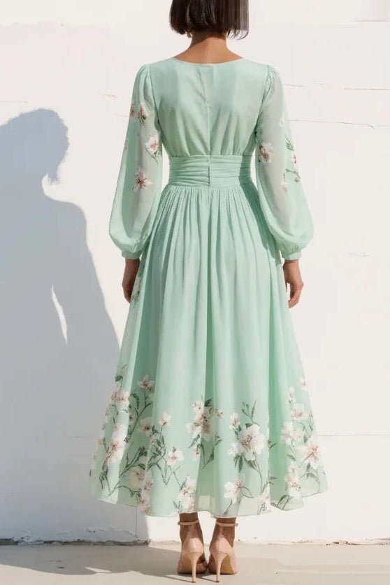 Scarlett | Plisowana Kwiecista Sukienka Maxi - Pootivo