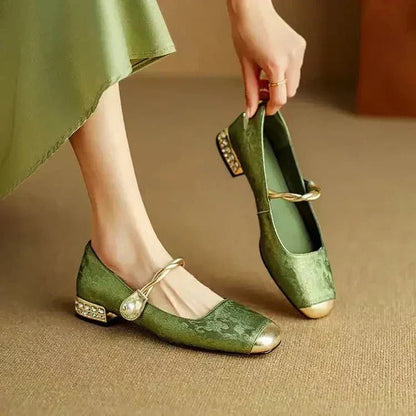 Scarlett | Retro Zielone Buty Mary Jane - Pootivo