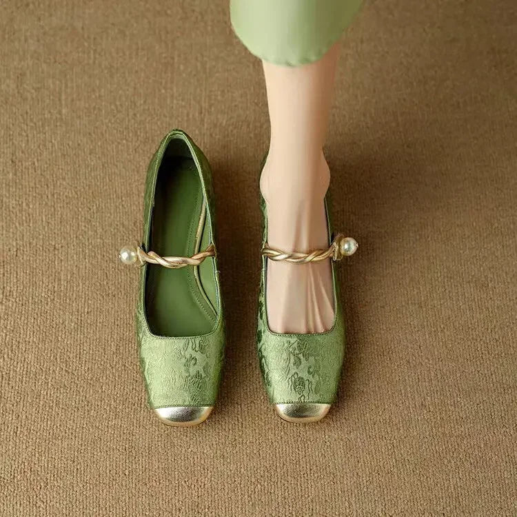 Scarlett | Retro Zielone Buty Mary Jane - Pootivo