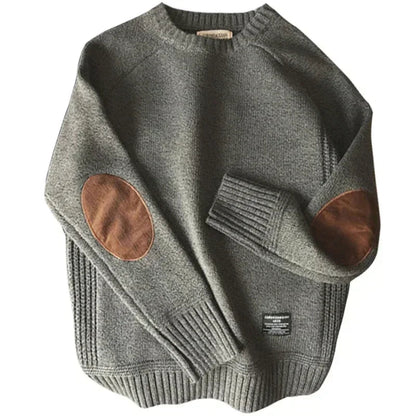 Ścibor | Męski Jesienny Sweter z Łatami - Pootivo