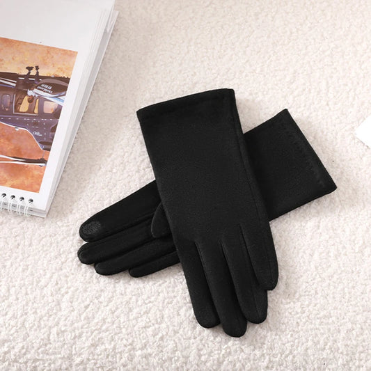 Czarne zamszowe rękawiczki damskie