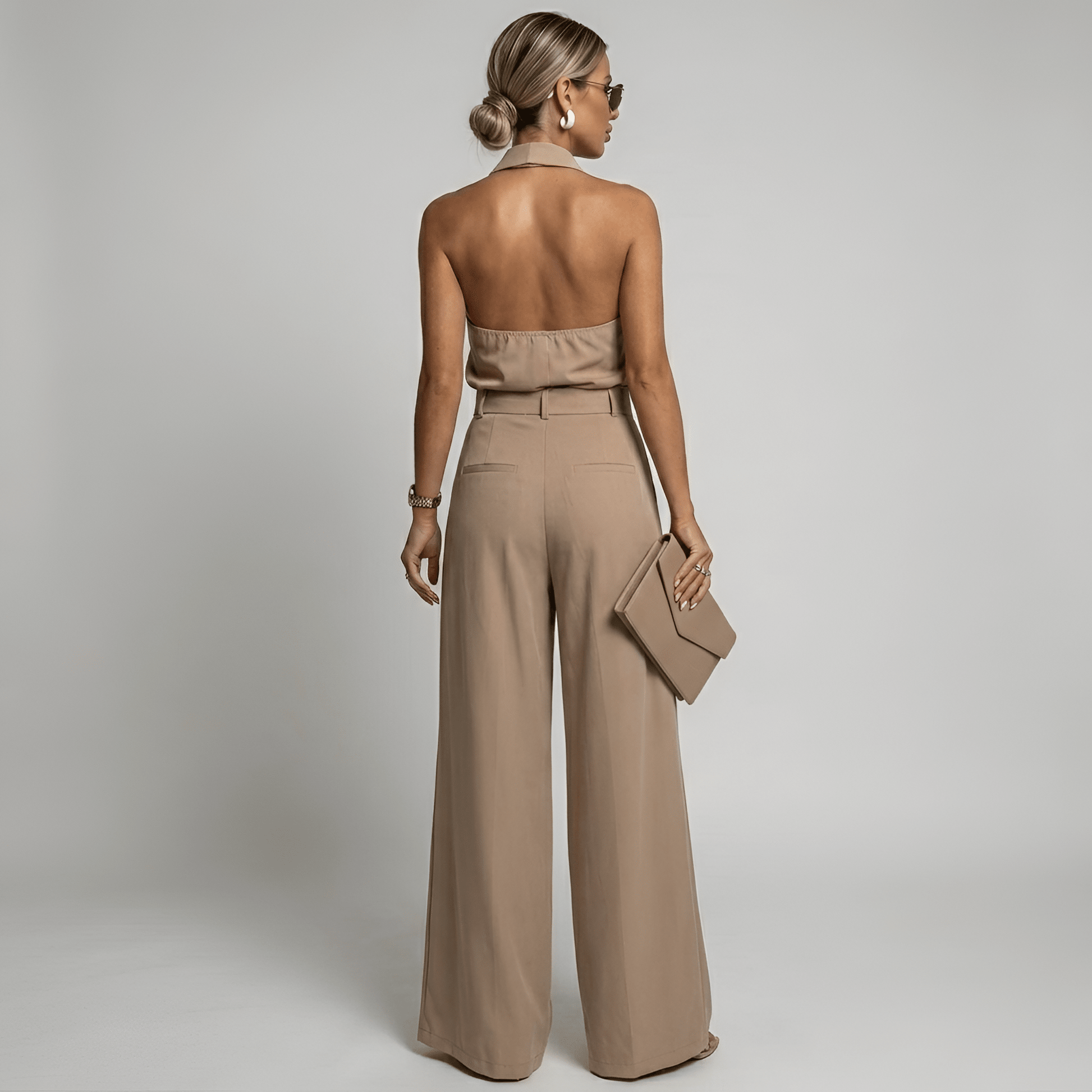 Sienna | Zwiewny Minimalistyczny Kombinezon Palazzo Letni - Pootivo