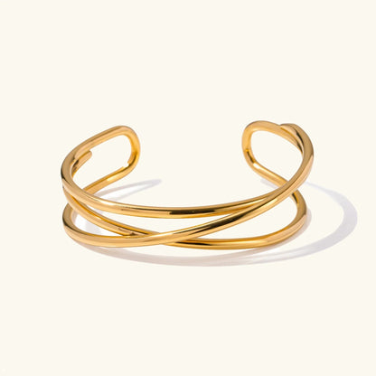Sloane | Krzyżowana Pozłacana Bransoletka Bangle - Pootivo