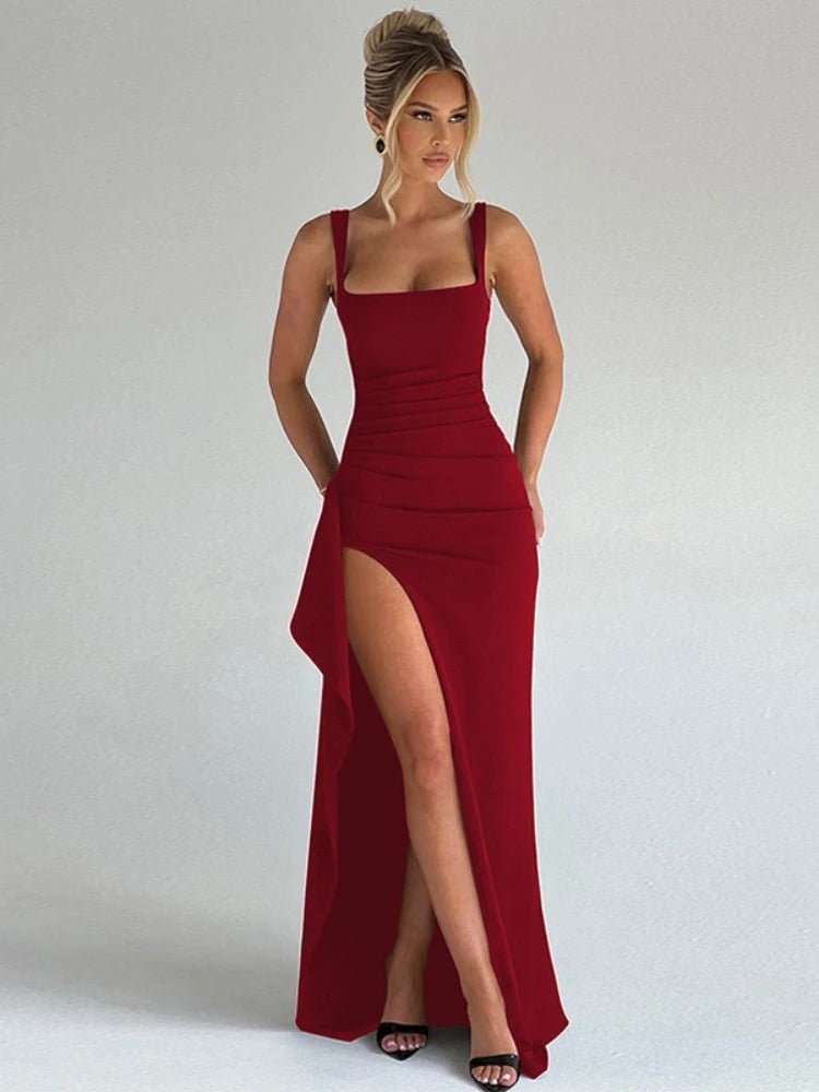 Sofia | Dopasowana Sukienka Maxi z Rozcięciem - Pootivo