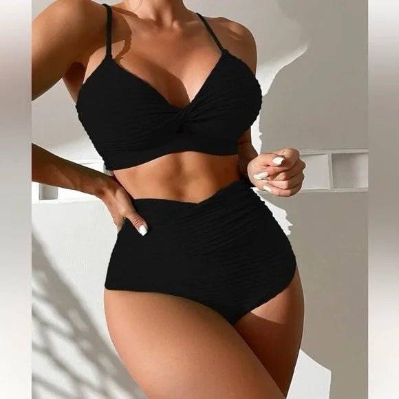 Solveira Bikini Damskie Push - Up z Wysokim Stanem – Dwuczęściowy Strój Kąpielowy na Plażę i Basen - Pootivo