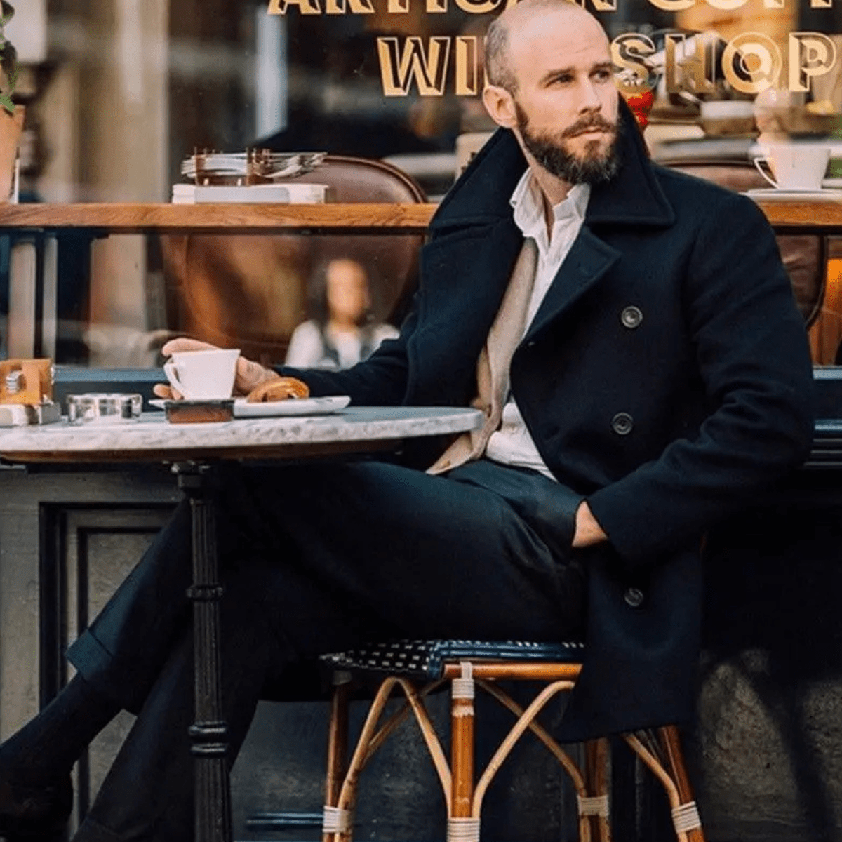 Stanisław | Klasyczny Dwurzędowy Półpłaszcz Zimowyool Peacoat - Pootivo