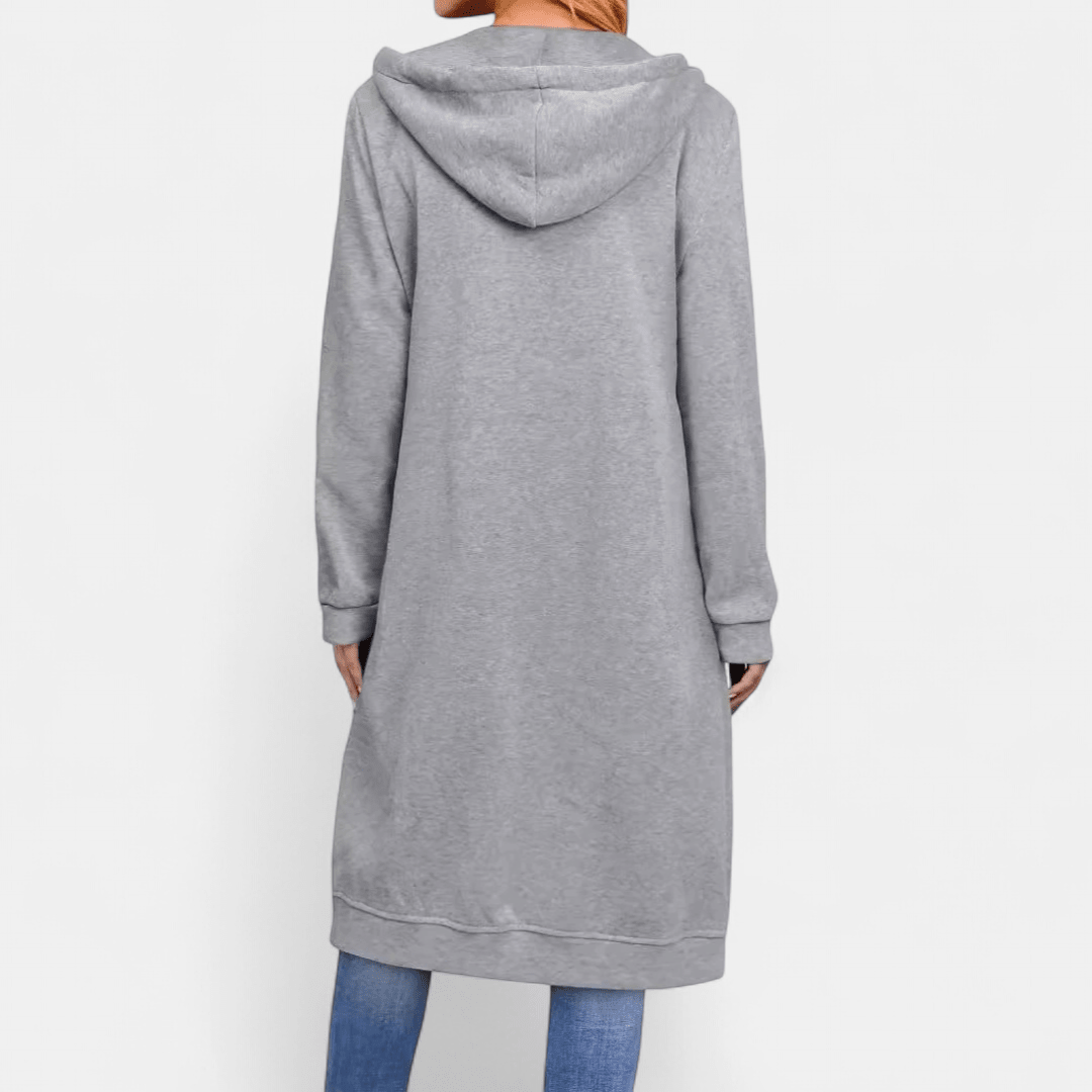 Walentyna | Rozpinana Jesienna Bluza Midi z Kapturem - Pootivo