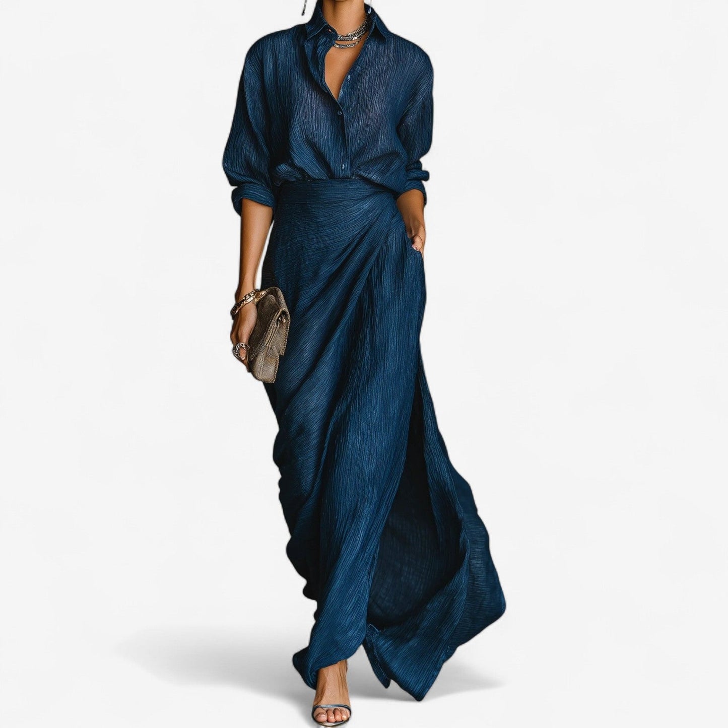 Waverly | Koszulowa Kopertowa Sukienka Maxi - Pootivo