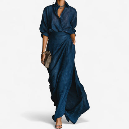 Waverly | Koszulowa Kopertowa Sukienka Maxi - Pootivo