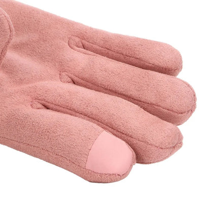 Wieńczysława | Różowe Podgrzewane Rękawiczki z Pluszowym Mankietem - Pootivo