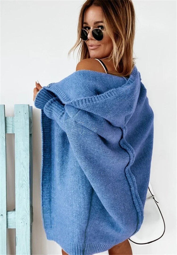 Zbysława | Oversizowy Jesienny Kardigan z Kapturem - Pootivo