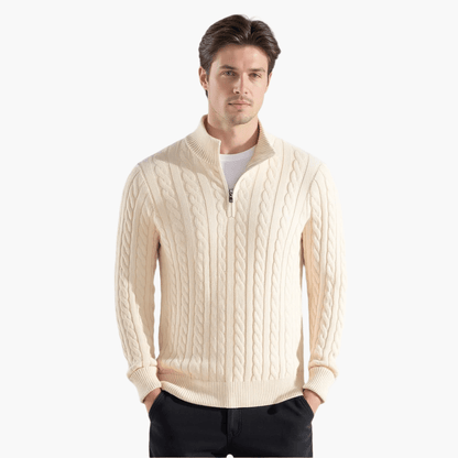 Zdzibor | Elegancki Męski Sweter w Warkocze z Suwakiem - Pootivo