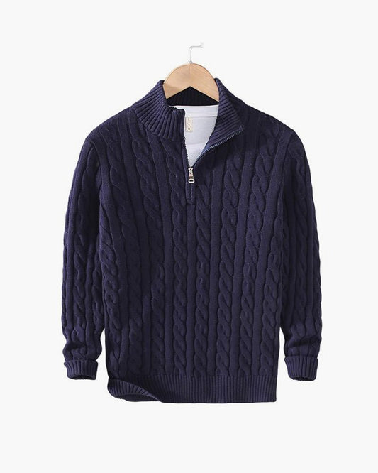 Zdzibor | Elegancki Męski Sweter w Warkocze z Suwakiem - Pootivo