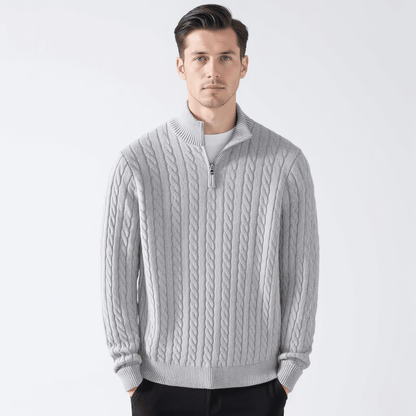 Zdzibor | Elegancki Męski Sweter w Warkocze z Suwakiem - Pootivo