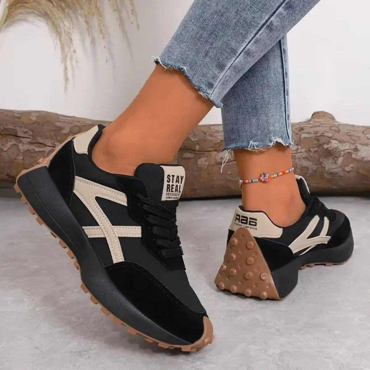 Zdzisława | Lekkie Jesienne Sneakersy na Grubej Podeszwie - Pootivo