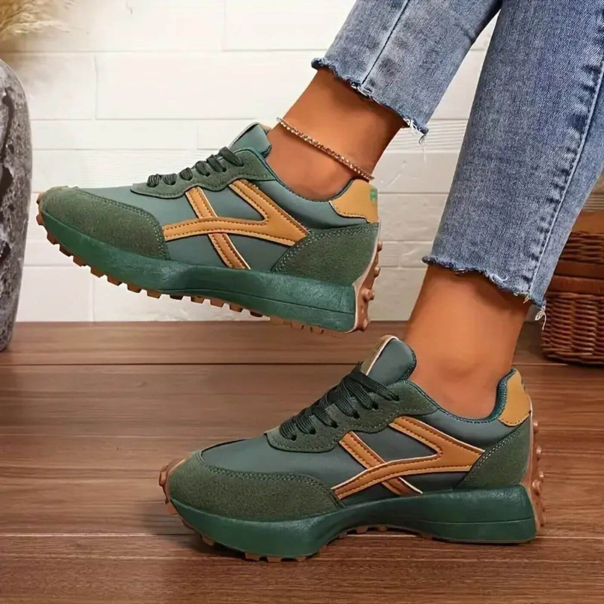 Zdzisława | Lekkie Jesienne Sneakersy na Grubej Podeszwie - Pootivo