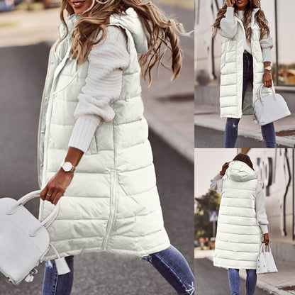 Zuzanna | Długa Pikowana Zimowa Kamizelka z Kapturemmen's Longline Hooded Puffer Gilet - Pootivo