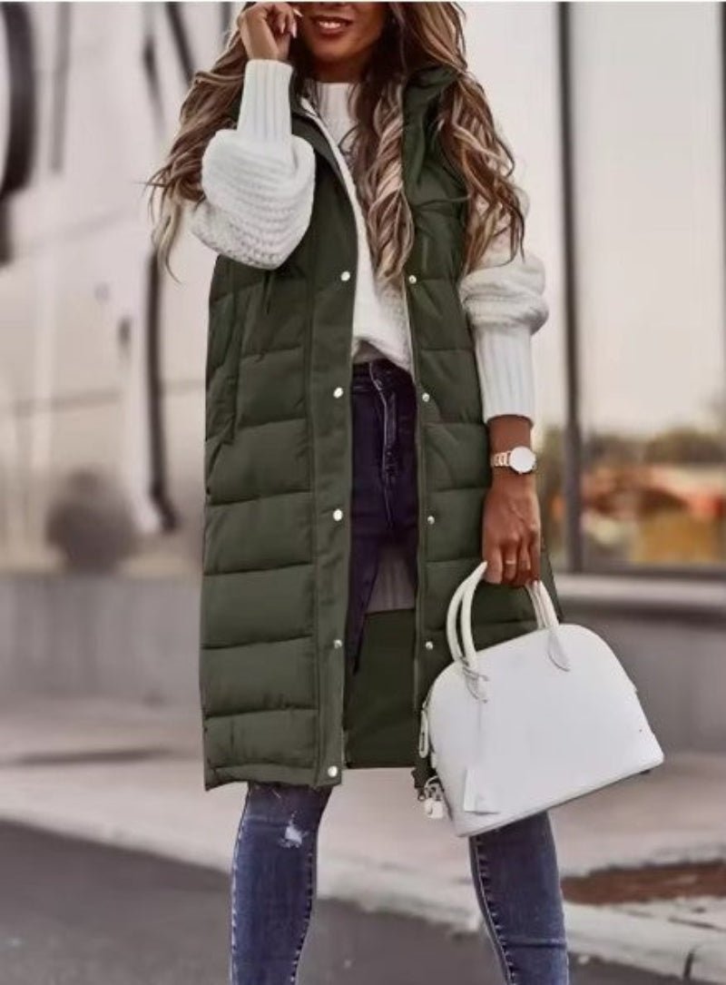 Zuzanna | Długa Pikowana Zimowa Kamizelka z Kapturemmen's Longline Hooded Puffer Gilet - Pootivo