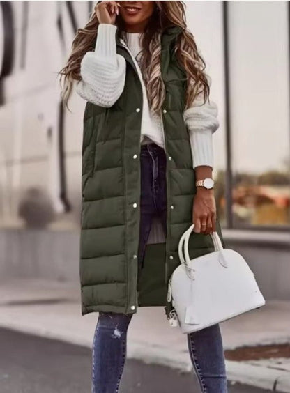 Zuzanna | Długa Pikowana Zimowa Kamizelka z Kapturemmen's Longline Hooded Puffer Gilet - Pootivo