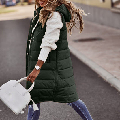 Zuzanna | Długa Pikowana Zimowa Kamizelka z Kapturemmen's Longline Hooded Puffer Gilet - Pootivo