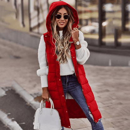 Zuzanna | Długa Pikowana Zimowa Kamizelka z Kapturemmen's Longline Hooded Puffer Gilet - Pootivo